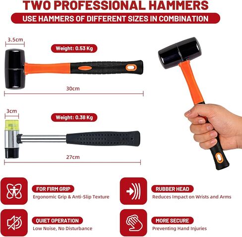 Floor Gap Fixer Tool Kit with 2 Rubber Mallets, 10 Reusable Sticky Pads, Suction Cup - Heavy Duty Laminate Floor Gap Repair Kit for Vinyl Plank & Hardwood Floor in Kuwait