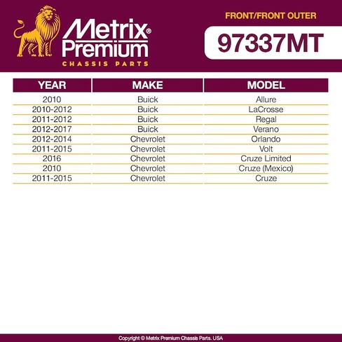أجزاء هيكل Metrix Premium - 4 قطع من نهاية قضيب الربط الخارجي ومجموعة وصلة تثبيت قضيب التأرجح الأمامي تناسب 10-12 بويك لاكروس، 12-14 شيفروليه أورلاندو، 11-15 فولت، كروز ES800949 K750519 صنع في أوروبا in Saudi Arabia