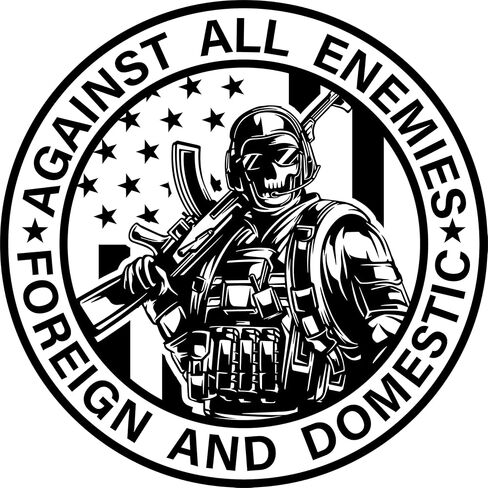 eDesign Against All Enemies Foreign and Domestic Vinyl Sticker Decal - 4 Inches - 2nd Amendment Sticker for Car Truck SUV Van Window Bumper Wall Laptop Tablet Tumbler and Any Smooth Surface 2-Pack in Saudi Arabia