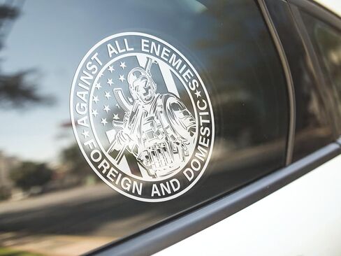 eDesign Against All Enemies Foreign and Domestic Vinyl Sticker Decal - 4 Inches - 2nd Amendment Sticker for Car Truck SUV Van Window Bumper Wall Laptop Tablet Tumbler and Any Smooth Surface 2-Pack in Saudi Arabia