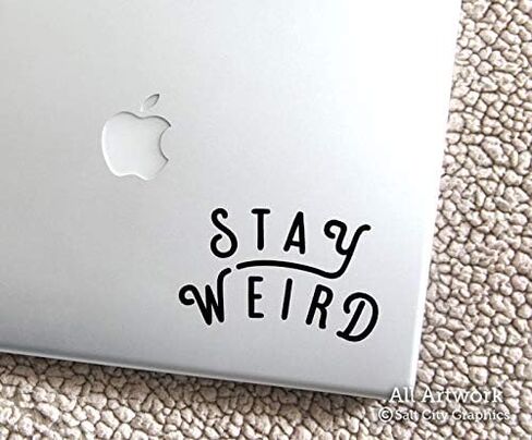 ملصق سيارة Stay Weird، ملصق ممتص الصدمات Be Yourself - حسنًا أن تكون مختلفًا، عادي ممل، هل أنت - فينيل للنافذة، سيارات الدفع الرباعي، الشاحنة (عرض 5 بوصات، أبيض) in Kuwait