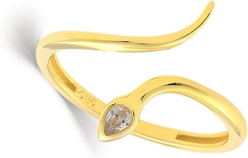 14K Gold Snake Ring, Dainty initial Snake Ring, 14K Solid Gold Animal Ring, Minimalist Gold Snake Ring, Birthday Gift in Kuwait