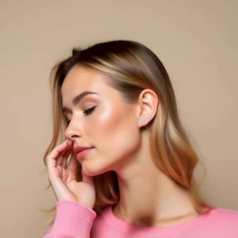 أقراط فضية مرصعة بأحجار الزركونيا المكعبة للنساء مكونة من 3 أزواج مرصعة بأحجار الزركونيوم 925 حلق استرليني in Kuwait