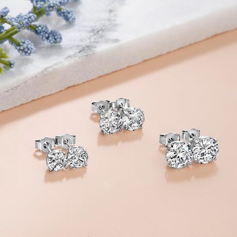 أقراط فضية مرصعة بأحجار الزركونيا المكعبة للنساء مكونة من 3 أزواج مرصعة بأحجار الزركونيوم 925 حلق استرليني in Kuwait