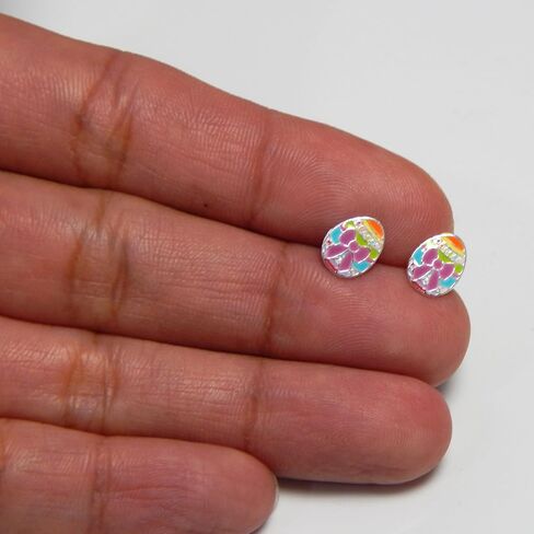 ICYROSE Solid 925 Sterling Silver Pastel colors Easter Egg Stud Earrings (Hypoallergenic nickel free) 3873 (Bow) in Saudi Arabia
