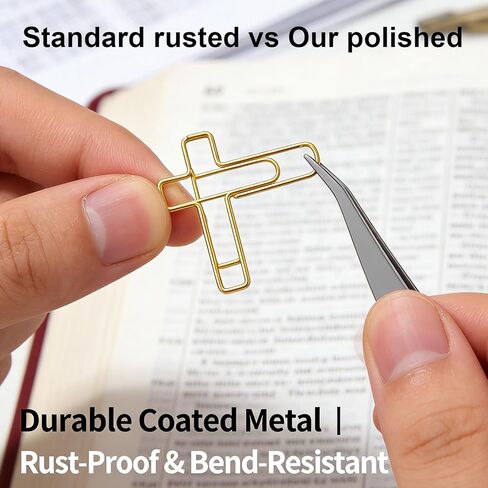 150 قطعة من مشابك الورق الصغيرة المتقاطعة، مشابك ورق متقاطعة ملونة كبيرة الحجم، مشبك ورق CROS-s لصفحات الكتاب المقدس، مشبك ورق مسيحي متعدد الألوان لملاحظات مستندات المكتب المرجعية (10 ألوان) in Kuwait