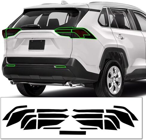طقم تلوين ضوء عاكس الفرامل الثالث للإضاءة الخلفية المقطوع مسبقًا متوافق مع Toyota Rav4 2019-2022 | غلاف غلاف من الفينيل PPF قابل للتمدد بدقة (دخان داكن) in Kuwait