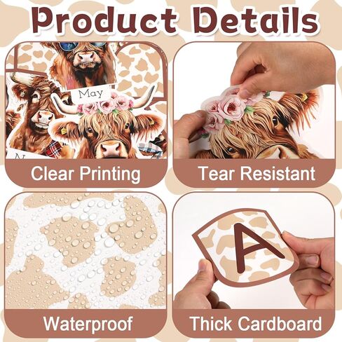 Highland Cow Birthday Bulletin Board Set Spring Classroom Decorations Birthday Chart Calendar Highland Cows Paper Cutouts for Students School Wall Cattle Themed Party Decor Supplies in Kuwait