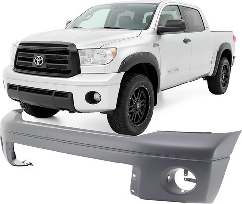FitParts متوافق مع غطاء المصد الأمامي 2007-2013 Toyota Tundra Base Extended Standard Limited Platinum SR5 Crew 07-13. جديد، مزود بفتحات لمصابيح الضباب. TO1000332 2008 2009 2010 in Saudi Arabia