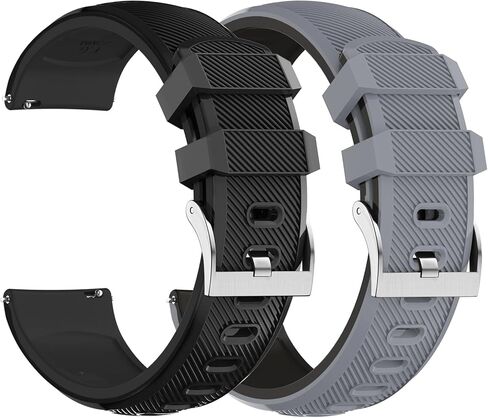 Fullmosa 2 Pack Silicone Watch Bands 20mm 22mm Quick Release Watch Straps for Men Women, Soft Rubber Replacement Band Compatible with Garmin Seiko Samsung Galaxy with Stainless Steel Buckle in Kuwait