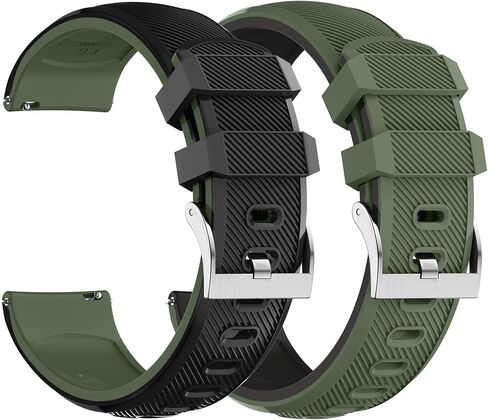 Fullmosa 2 Pack Silicone Watch Bands 20mm 22mm Quick Release Watch Straps for Men Women, Soft Rubber Replacement Band Compatible with Garmin Seiko Samsung Galaxy with Stainless Steel Buckle in Kuwait