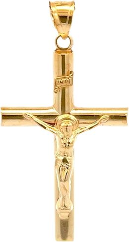CROSS + CROWN 14K Gold Crucifix Tube Necklace for Women & Men, Durable Double-Bonded 14K Yellow Gold Crucifix to Avoid Tarnishing, Authentic Crucifix Pendant for Men & Women, Handcrafted in the USA in Kuwait