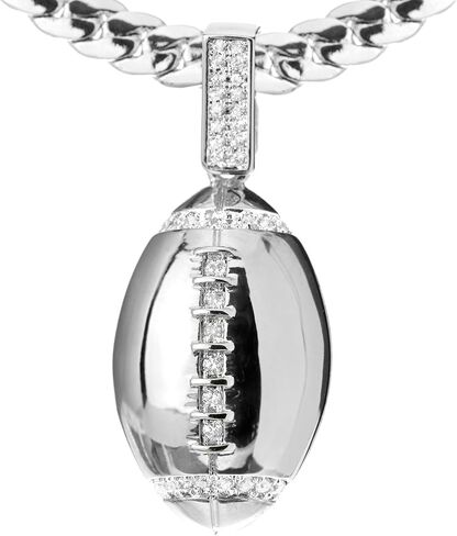 metaltree98 Men's Iced Gold Silver Plated Football Pendant 20" or 24" Maimi Cuban Chain Necklace BCH 1085 in Saudi Arabia
