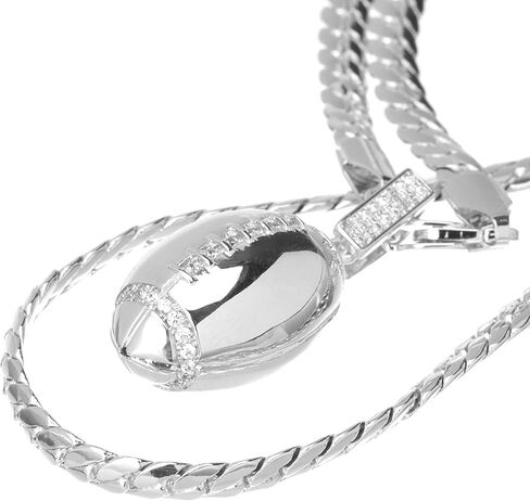 metaltree98 Men's Iced Gold Silver Plated Football Pendant 20" or 24" Maimi Cuban Chain Necklace BCH 1085 in Saudi Arabia
