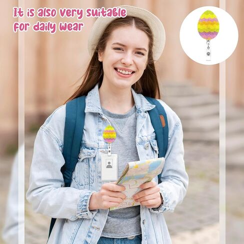 12 Pcs Cute Easter Badge Reels Retractable Acrylic Easter Badge Holder with Alligator Clip Eggs Bunny Badges Reel Easter-Gifts for Teachers Employee Doctors Nurse Party Favor Supplies in Kuwait
