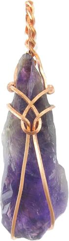 قلادة من Woot & Hammy بسلك نحاسي ملفوف من كريستال الجمشت الخام، أرجواني داكن مع عقدة على شكل دمعة، تأتي مع سلسلة 20 بوصة (51 سم) in Kuwait