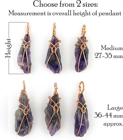 قلادة من Woot & Hammy بسلك نحاسي ملفوف من كريستال الجمشت الخام، أرجواني داكن مع عقدة على شكل دمعة، تأتي مع سلسلة 20 بوصة (51 سم) in Kuwait