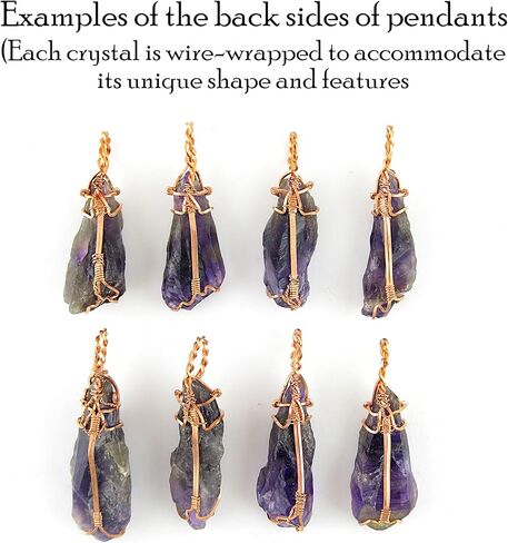 قلادة من Woot & Hammy بسلك نحاسي ملفوف من كريستال الجمشت الخام، أرجواني داكن مع عقدة على شكل دمعة، تأتي مع سلسلة 20 بوصة (51 سم) in Kuwait