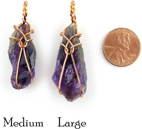 قلادة من Woot & Hammy بسلك نحاسي ملفوف من كريستال الجمشت الخام، أرجواني داكن مع عقدة على شكل دمعة، تأتي مع سلسلة 20 بوصة (51 سم) in Kuwait