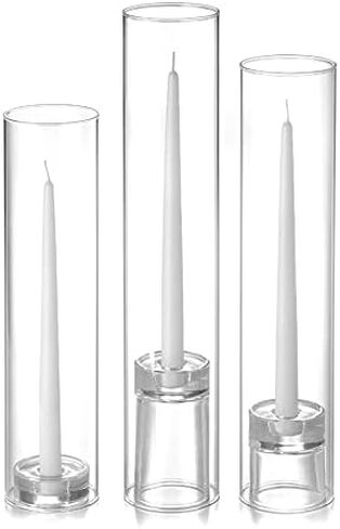 Yummi Set of 12 Taper Candles, Chimney and Taper Holders - Ivory in Saudi Arabia