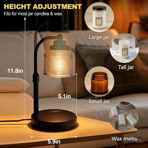 Candle Warmer Lamp with Timer & Dimmable Brightness, Gift for Women Mom Birthday Christmas, Wax Melter for Scented Jar Candles, Home Decor with 2 Bulbs & Warm Light in Saudi Arabia