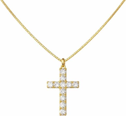 14K Gold Cross Necklace for Women Small Dainty Crucifix Pendant Necklace Chain in Saudi Arabia