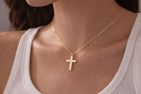 14K Gold Cross Necklace for Women Small Dainty Crucifix Pendant Necklace Chain in Saudi Arabia
