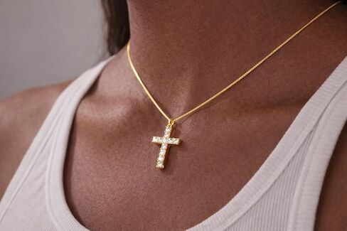 14K Gold Cross Necklace for Women Small Dainty Crucifix Pendant Necklace Chain in Saudi Arabia