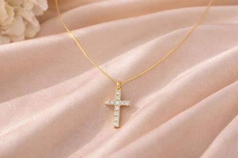 14K Gold Cross Necklace for Women Small Dainty Crucifix Pendant Necklace Chain in Saudi Arabia
