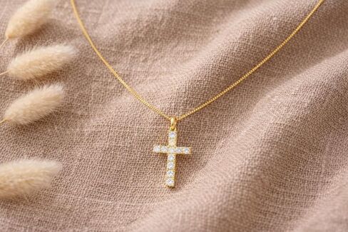 14K Gold Cross Necklace for Women Small Dainty Crucifix Pendant Necklace Chain in Saudi Arabia