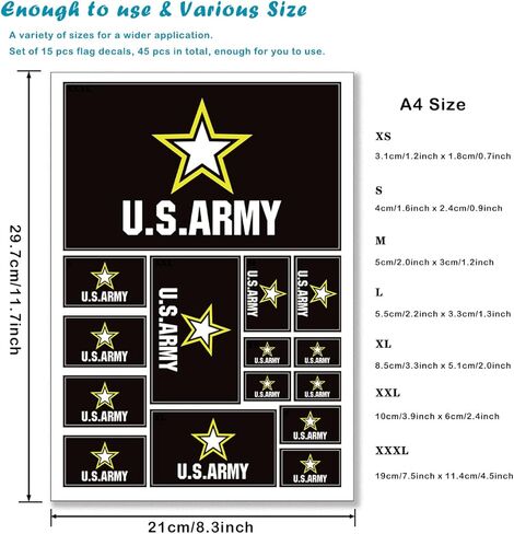 QQSD US Army Flag Sticker Decal in Multiple Sizes, 3 Pack, 11.7 x 8.3 Inches in Saudi Arabia