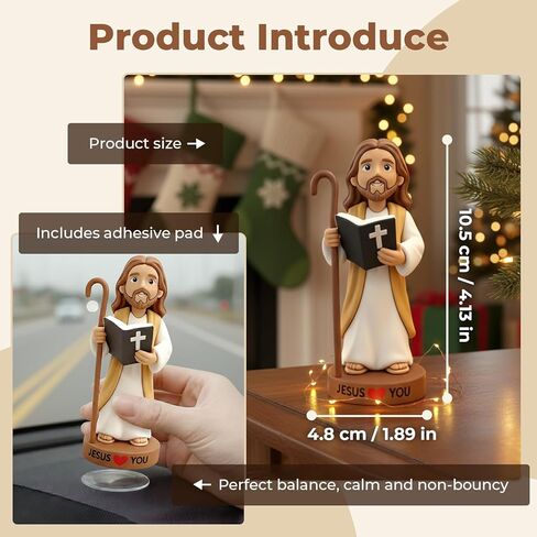 4" Big Jesus Loves You Figures, Durable Resin Car Dashboard Action Jesus Figurine for Christ Religious in Kuwait
