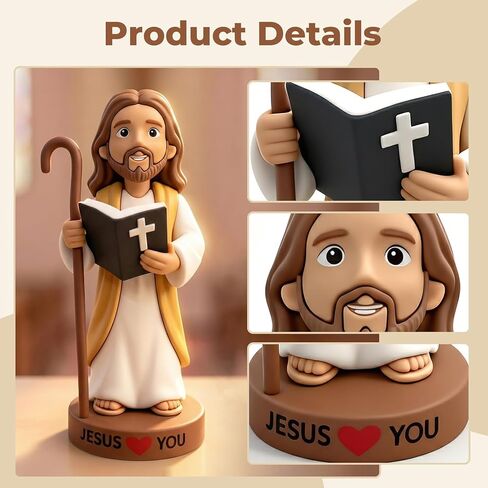 4" Big Jesus Loves You Figures, Durable Resin Car Dashboard Action Jesus Figurine for Christ Religious in Kuwait