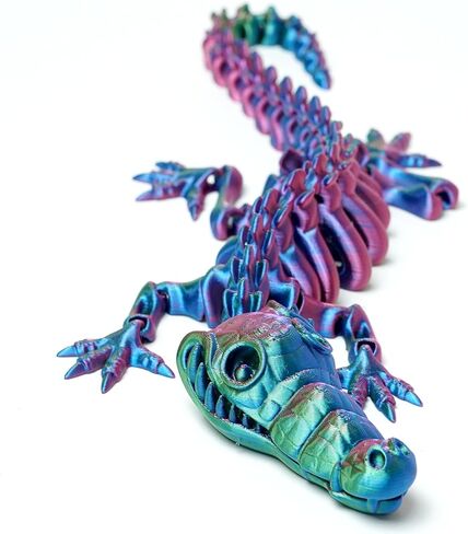 تمساح هيكل عظمي مطبوع ثلاثي الأبعاد، تمثال لعبة حيوانات مرنة، مفاصل متحركة، ديكور مكتب المنزل، لعبة تململ للبالغين والمراهقين هدايا المهرجانات، حشوات سلة عيد الفصح، لعبة حيوانات المكتب التنفيذية توكو (RGB) in Kuwait