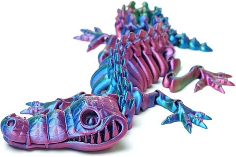 تمساح هيكل عظمي مطبوع ثلاثي الأبعاد، تمثال لعبة حيوانات مرنة، مفاصل متحركة، ديكور مكتب المنزل، لعبة تململ للبالغين والمراهقين هدايا المهرجانات، حشوات سلة عيد الفصح، لعبة حيوانات المكتب التنفيذية توكو (RGB) in Kuwait