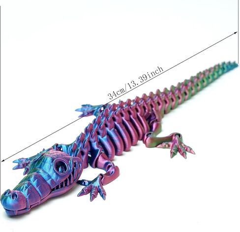 تمساح هيكل عظمي مطبوع ثلاثي الأبعاد، تمثال لعبة حيوانات مرنة، مفاصل متحركة، ديكور مكتب المنزل، لعبة تململ للبالغين والمراهقين هدايا المهرجانات، حشوات سلة عيد الفصح، لعبة حيوانات المكتب التنفيذية توكو (RGB) in Kuwait