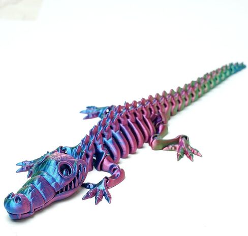 تمساح هيكل عظمي مطبوع ثلاثي الأبعاد، تمثال لعبة حيوانات مرنة، مفاصل متحركة، ديكور مكتب المنزل، لعبة تململ للبالغين والمراهقين هدايا المهرجانات، حشوات سلة عيد الفصح، لعبة حيوانات المكتب التنفيذية توكو (RGB) in Kuwait