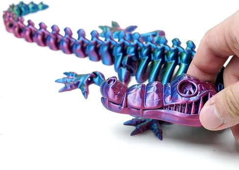 تمساح هيكل عظمي مطبوع ثلاثي الأبعاد، تمثال لعبة حيوانات مرنة، مفاصل متحركة، ديكور مكتب المنزل، لعبة تململ للبالغين والمراهقين هدايا المهرجانات، حشوات سلة عيد الفصح، لعبة حيوانات المكتب التنفيذية توكو (RGB) in Kuwait