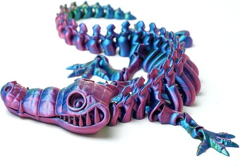 تمساح هيكل عظمي مطبوع ثلاثي الأبعاد، تمثال لعبة حيوانات مرنة، مفاصل متحركة، ديكور مكتب المنزل، لعبة تململ للبالغين والمراهقين هدايا المهرجانات، حشوات سلة عيد الفصح، لعبة حيوانات المكتب التنفيذية توكو (RGB) in Kuwait