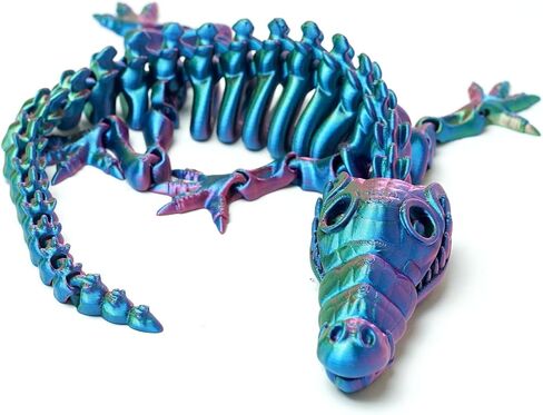 تمساح هيكل عظمي مطبوع ثلاثي الأبعاد، تمثال لعبة حيوانات مرنة، مفاصل متحركة، ديكور مكتب المنزل، لعبة تململ للبالغين والمراهقين هدايا المهرجانات، حشوات سلة عيد الفصح، لعبة حيوانات المكتب التنفيذية توكو (RGB) in Kuwait