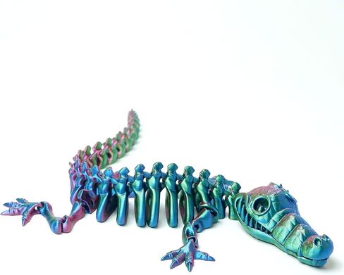 تمساح هيكل عظمي مطبوع ثلاثي الأبعاد، تمثال لعبة حيوانات مرنة، مفاصل متحركة، ديكور مكتب المنزل، لعبة تململ للبالغين والمراهقين هدايا المهرجانات، حشوات سلة عيد الفصح، لعبة حيوانات المكتب التنفيذية توكو (RGB) in Kuwait