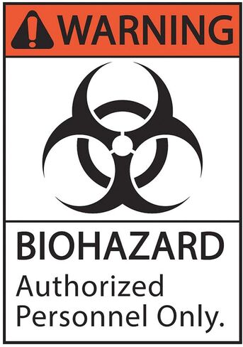 Zing Green Products 1924 Recycled Plastic "Warning Biohazard Authorized Personnel Only" Safety Sign, 10" Length, 7" Width, Black,Orange, White in Kuwait
