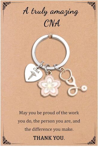 CNA Gifts CNA Week for Women Keychain Card Certified Nursing Assistant Thank You Gifts Appreciation Key Chain Ring Accessories Cna Essentials Cna Chistmas Gift Retirement Birthday Valentines Day Gift in Kuwait