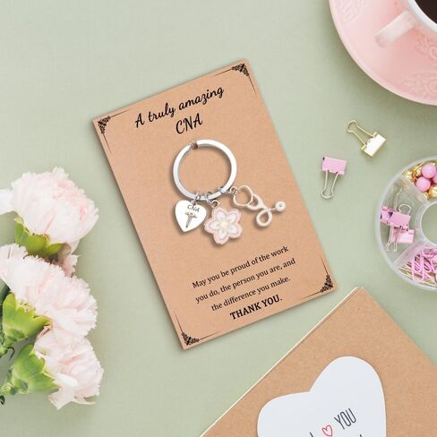 CNA Gifts CNA Week for Women Keychain Card Certified Nursing Assistant Thank You Gifts Appreciation Key Chain Ring Accessories Cna Essentials Cna Chistmas Gift Retirement Birthday Valentines Day Gift in Kuwait