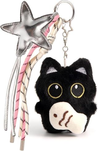 سلسلة مفاتيح قطيفة سوداء لطيفة على شكل قطة، حلية حقيبة لحقائب اليد، ملحقات محفظة حقيبة الظهر، هدايا لمحبي القطط، النساء، الفتيات in Kuwait