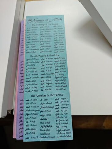 100 pcs Colorful 99 Names of Allah Bookmark Arabic English Islamic Bookmarks Reflecting on The Names of Allah Ramadan Eid Gifts Bulk Quran Muslim Islamic Arabic Gifts for Women Men Quran Learning in Saudi Arabia