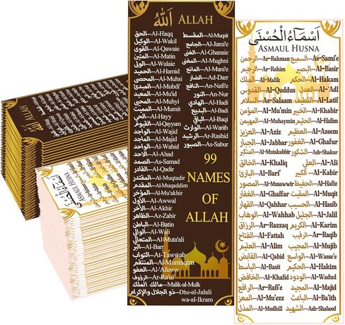 100 pcs Colorful 99 Names of Allah Bookmark Arabic English Islamic Bookmarks Reflecting on The Names of Allah Ramadan Eid Gifts Bulk Quran Muslim Islamic Arabic Gifts for Women Men Quran Learning in Saudi Arabia
