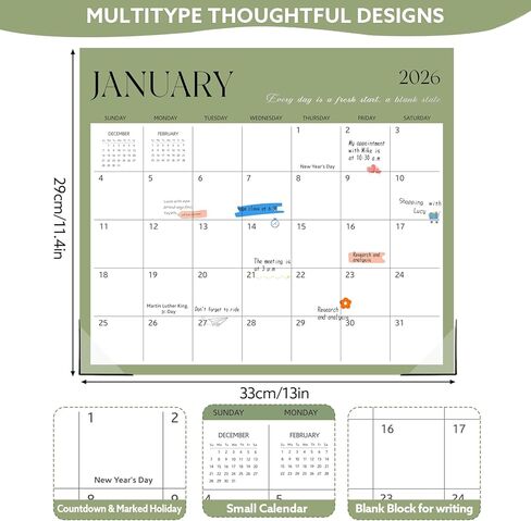 2025-2026 Magnetic Fridge Calendar, 18 Month 11.4''×13'' Fridge Calendar Runs from January 2025 to June 2026 Magnetic Calendar for Refrigerator for Personal Planning and Organizing in Kuwait