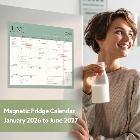 2025-2026 Magnetic Fridge Calendar, 18 Month 11.4''×13'' Fridge Calendar Runs from January 2025 to June 2026 Magnetic Calendar for Refrigerator for Personal Planning and Organizing in Kuwait