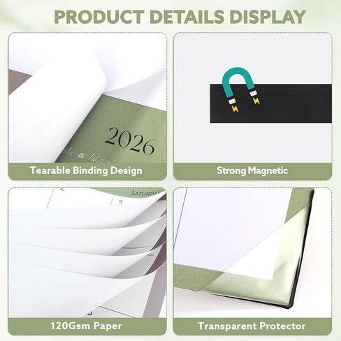 2025-2026 Magnetic Fridge Calendar, 18 Month 11.4''×13'' Fridge Calendar Runs from January 2025 to June 2026 Magnetic Calendar for Refrigerator for Personal Planning and Organizing in Kuwait